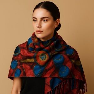 Fraas Luxury Multicolor Abstract Scarf — Bold Artistic Print